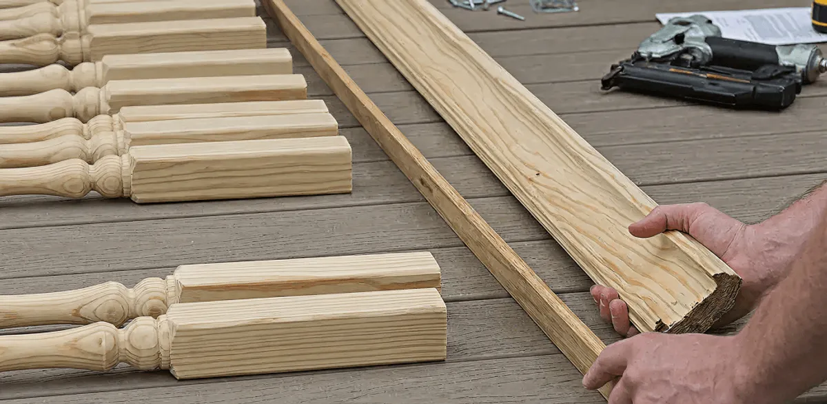 Handrail installation materials and wood components for stair rail work in Arlington, TX