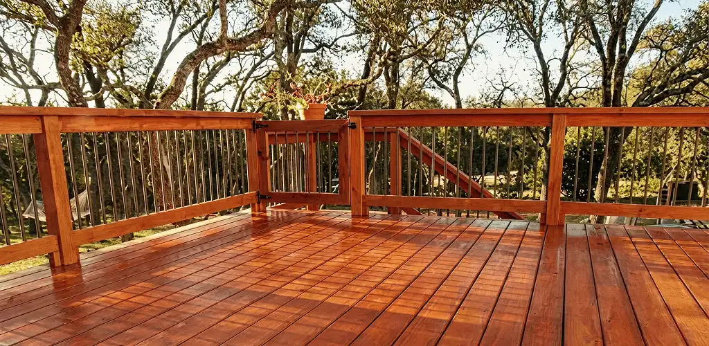 Deck sealing results with a freshly sealed wood deck in Arlington, TX